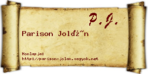 Parison Jolán névjegykártya